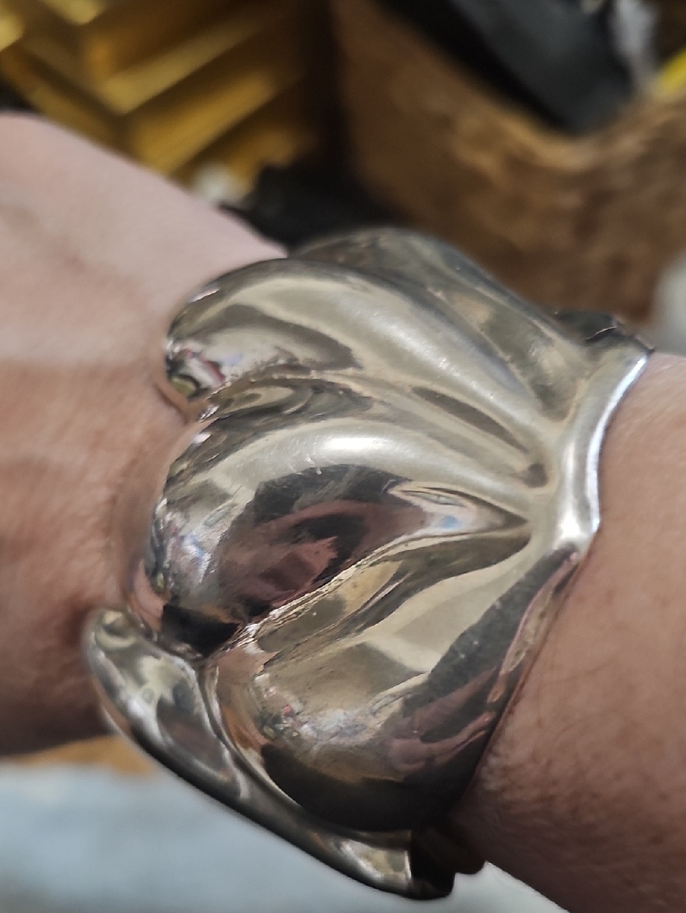 Sterling Silver Taxco Wide Cuff Bracelet
